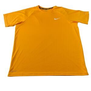 Nike Swim T-Shirt UPF 40+ Dri-Fit Short Sleeve Men's XL Orange Swoosh Logo